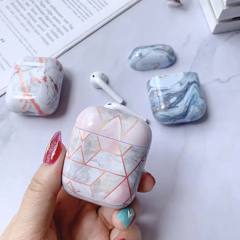 Чехол для оригинального Apple Airpods чехол мраморный милый чехол для Apple Airpods 12 чехол Аксессуары для наушников Air Pods Чехол Коробка Coque