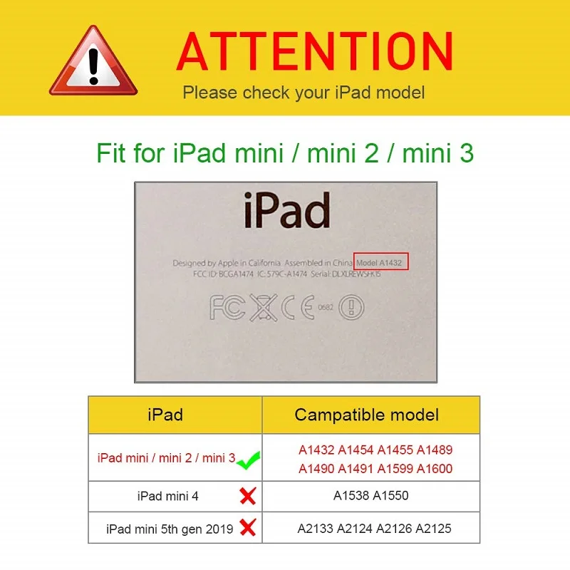 Чехол для iPad mini 1 смарт подставка флип ударопрочный чехол mini1 A1432 A1454 A1455 7 9 с
