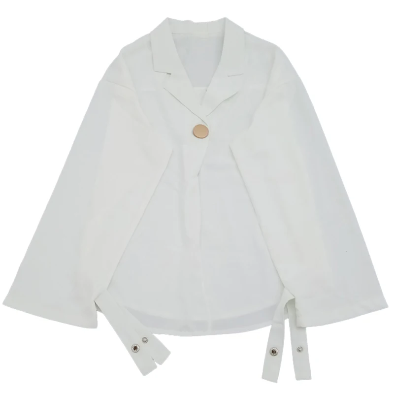 

FTLZZ New Autumn Elegant Women Turndown Collar Solid Short Top Sweet Long Sleeve Button Shirt