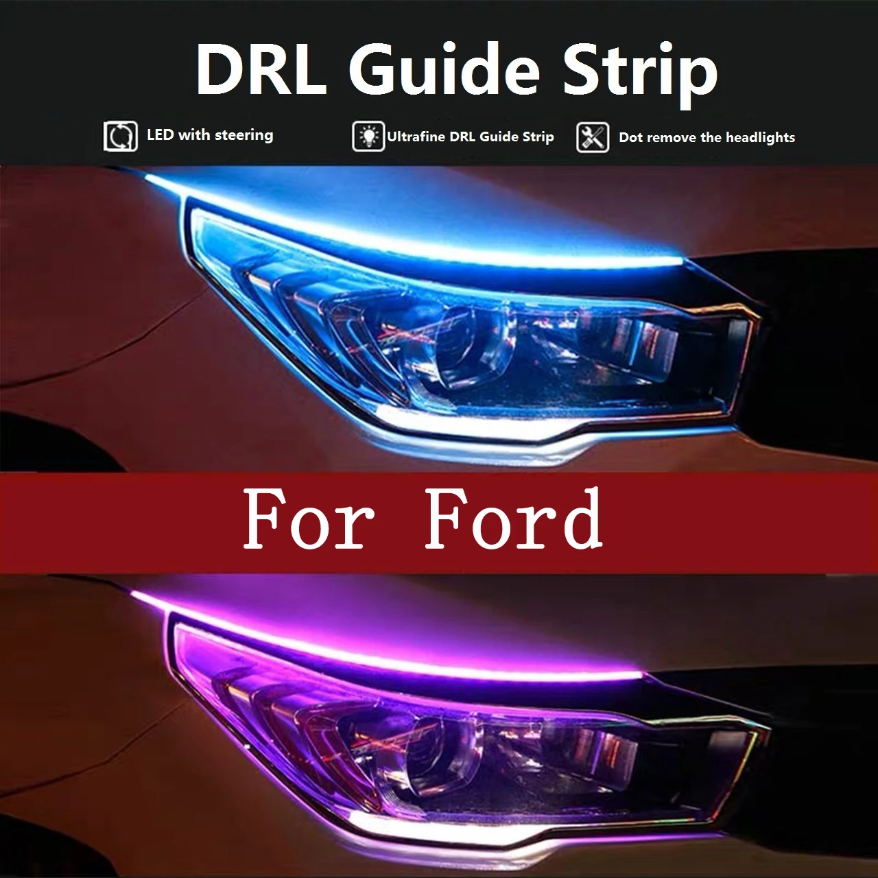 

Led DRL Car Daytime Running Lights Strip Turn Signal Headlights 12v for Ford Expedition Excursion Explorer Bronco II Ranger