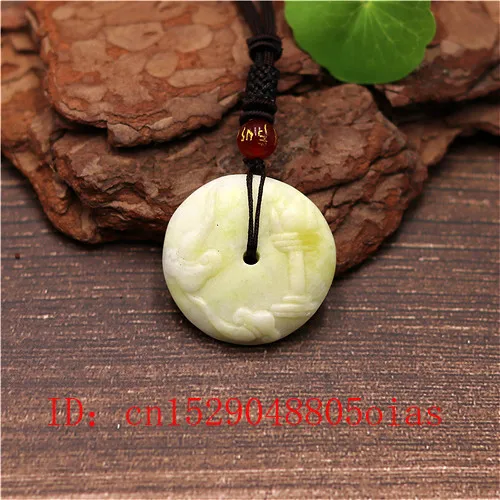 Натуральный белый китайский нефрит пряжки ожерелье с кулоном двойным сторонним