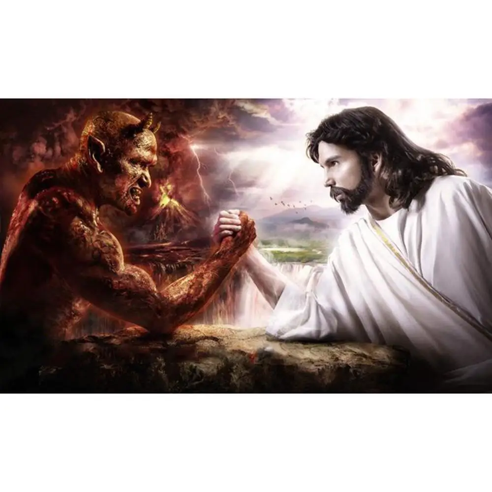 5D алмазная картина Jesus vs Devil DIY религиозный Лидер Полная мозаика Алмазная вышивка