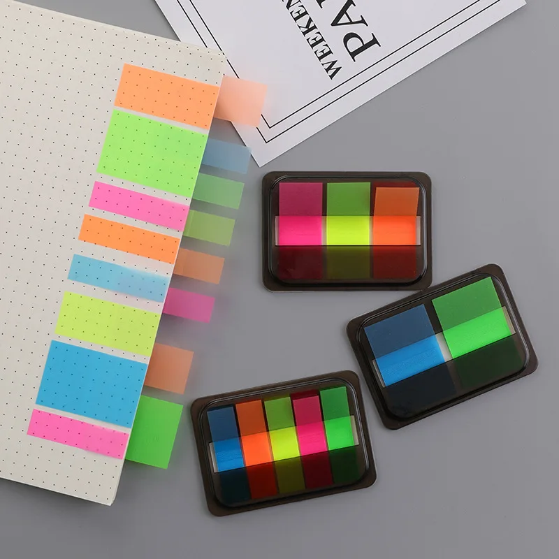 

New Fluorescent Transparent Flags Tabs PET N Times Stickers Page Markers Paper Index Bookmark Sticky Notes Memo Pad