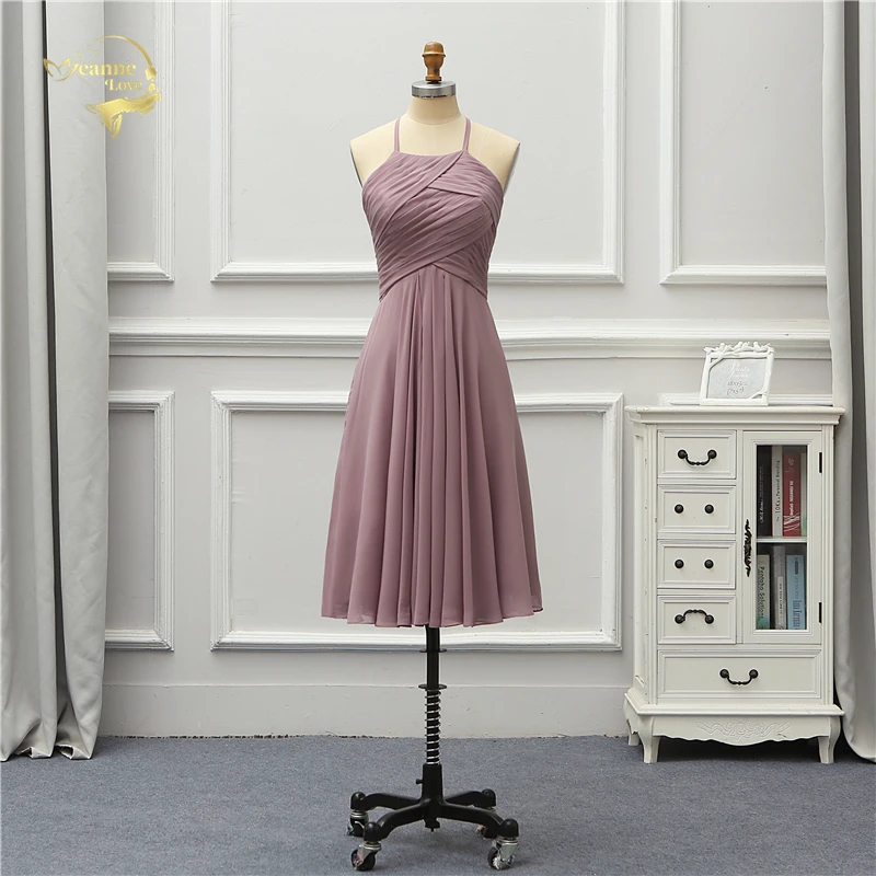 

Женское шифоновое коктейльное платье до колен, с лямкой на шее