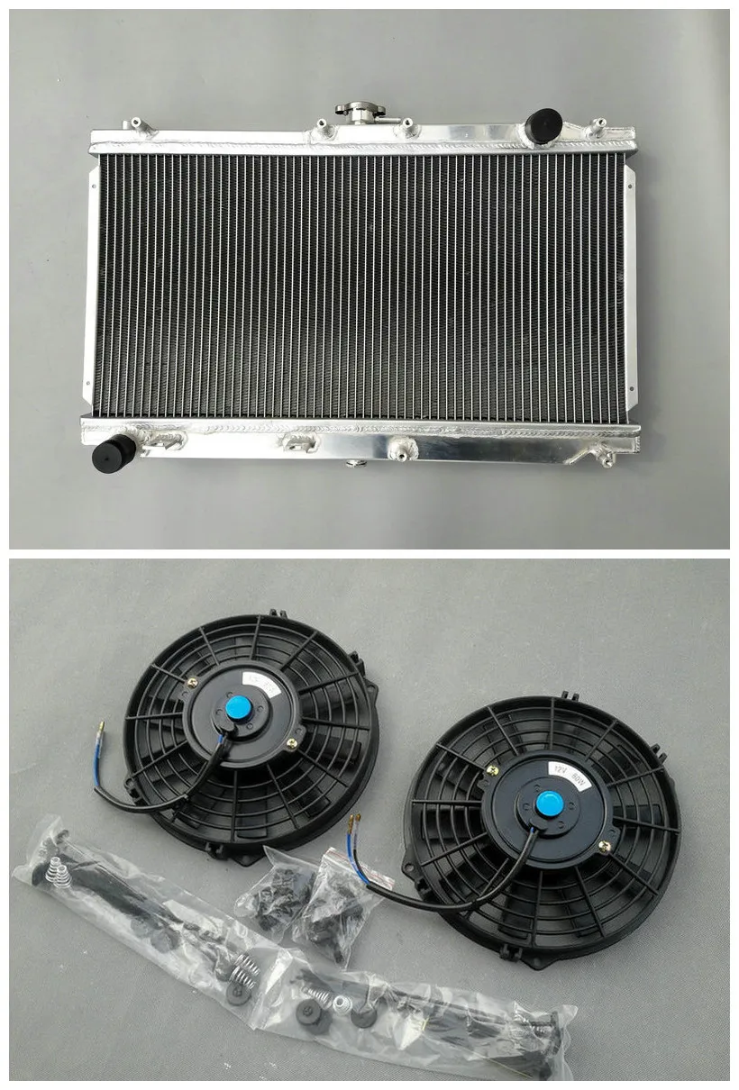 52 mm Aluminum Radiator &amp Fan FOR Mazda MX5 MX-5 Miata NB MT 1.6/1.8L L4 engine 1998-2005 KIT |