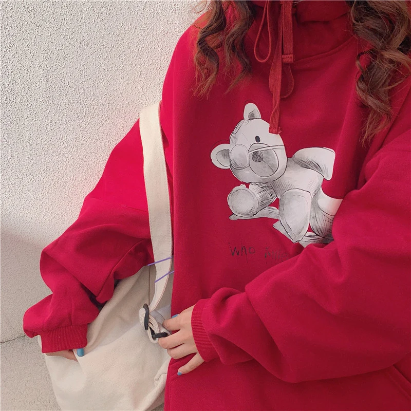 Hoodies oversized print Kangaroo Pocket Sweatshirts Hooded Harajuku Spring Casual Vintage Korean Pullovers Women sweetshirts