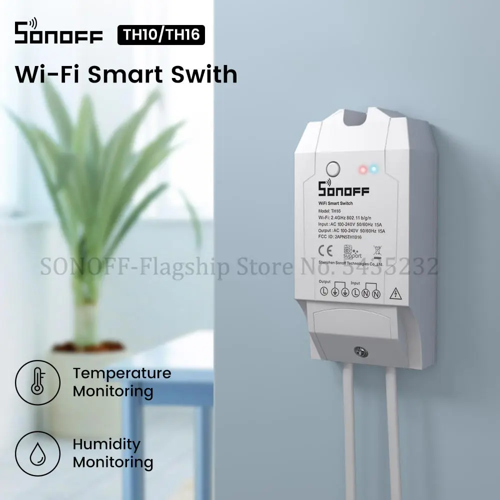 Itead SONOFF TH10/TH16 Wifi переключатель с датчиком температуры и влажности монитор