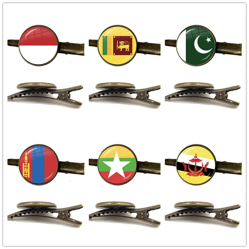 

Пакистанский, Бруней, Шри-Ланка, Мьянма, Индонезия, монгольский Национальный флаг античная бронза 16 мм стеклянный кабошон зажим для галстук...
