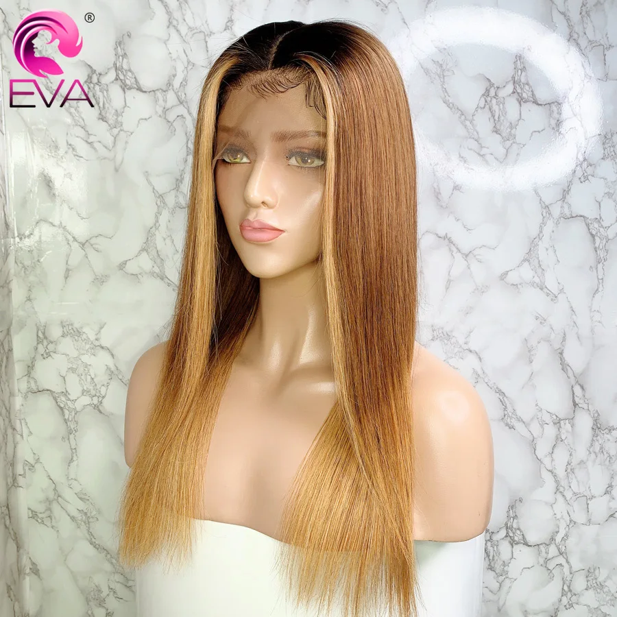 Волосы из ЭВА 13x6 парики человеческих волос с эффектом омбре предварительно