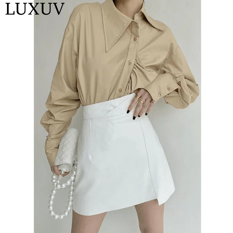 

LUXUV Women's Skirt PU Pencil With High Weist Dress Sexy Party Mini Outfit Y2k Punk Rock Office Ladies Clothes Bodycon Chic