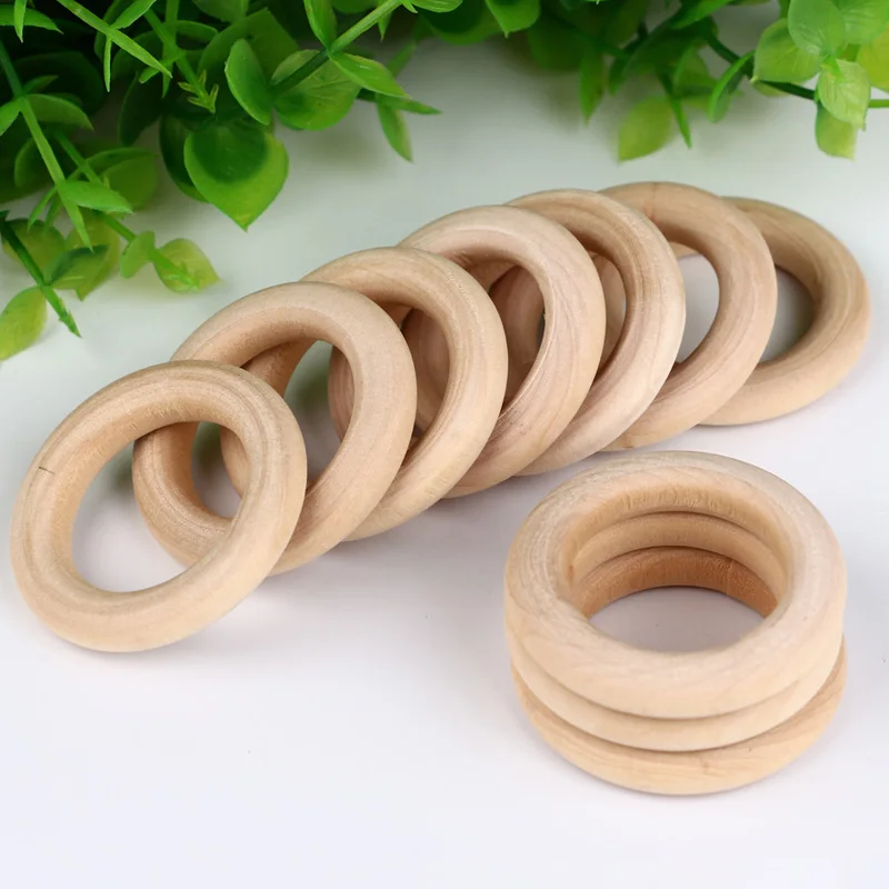 Anillos de dentici&oacute;n Natural para beb&eacute;, collar de madera, pulsera, manualidades DIY, 30mm-0
