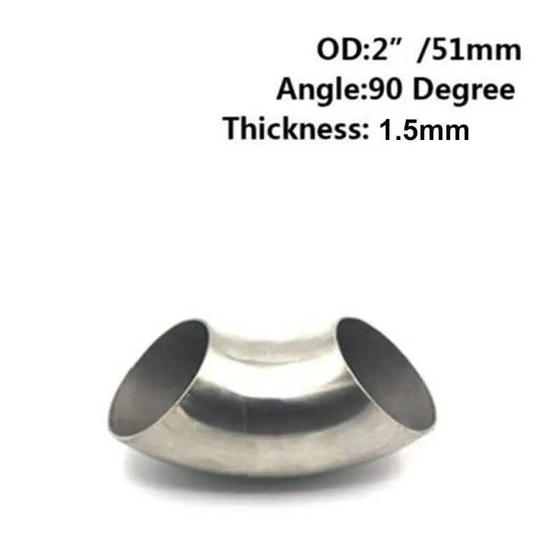 

Stainless Steel Bend Elbow Exhaust Pipe Car Exhaust Pipe Muffler Welded Pipe OD 51/60/63/76mm 90 Degree Universal For Vehicle