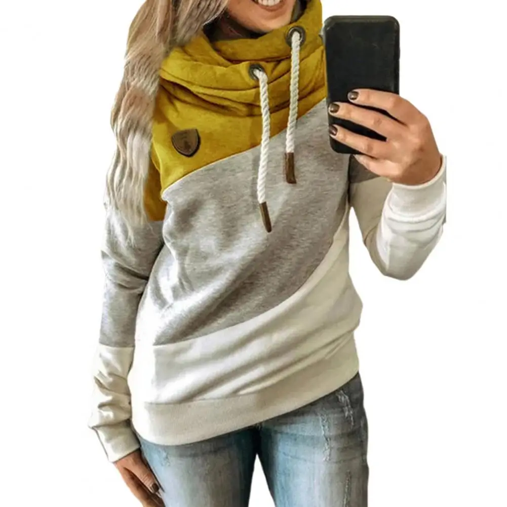 

Hooded Sweatshirt Women Leopard Patchwork Color Block Patchwork Autumn Winter Long Sleeve Drawstring Hooded Sweatshirt Pullovers