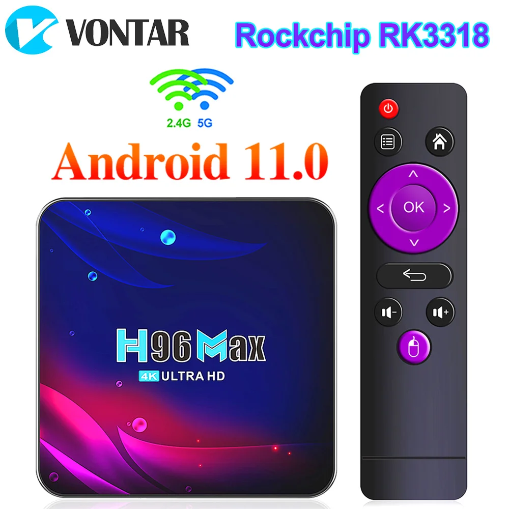 

H96 MAX V11 Smart TV Box Android 11 4GB RAM 64GB Rockchip RK3318 Support 1080p 4K Youtube H96MAX Media Player Set top box