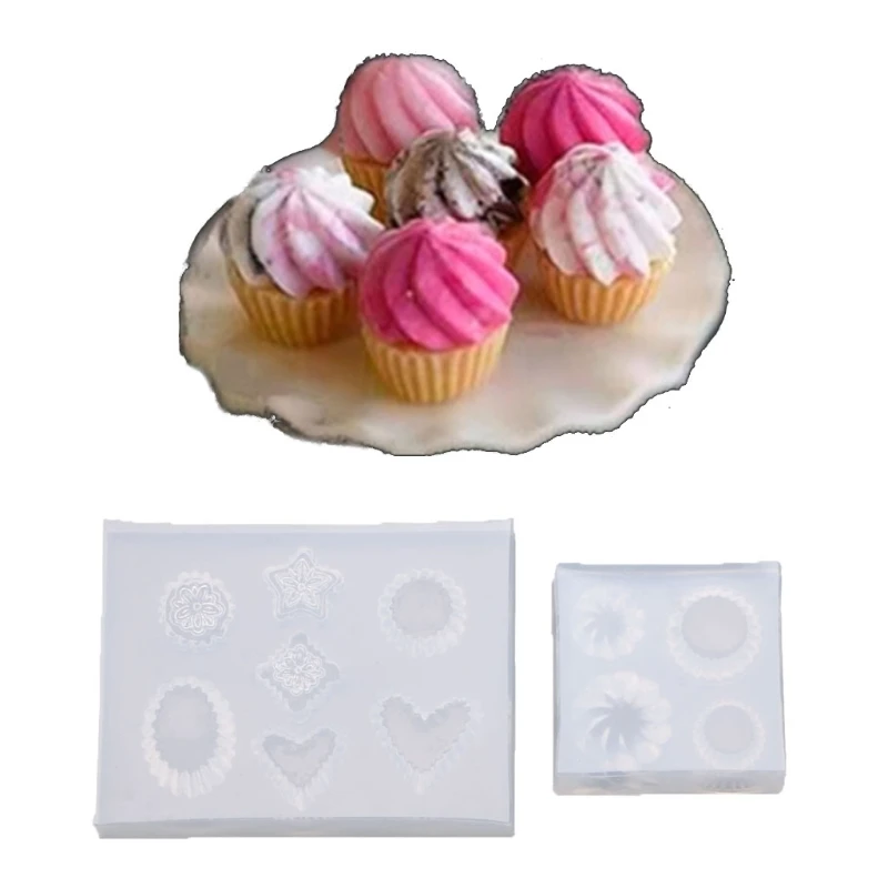 

2 стиля 3D мини брелок торт смолы комплект пресс-форм, выпеченный в гофрированной формочке Еда играть торт кулон формы для эпоксидной смолы к...
