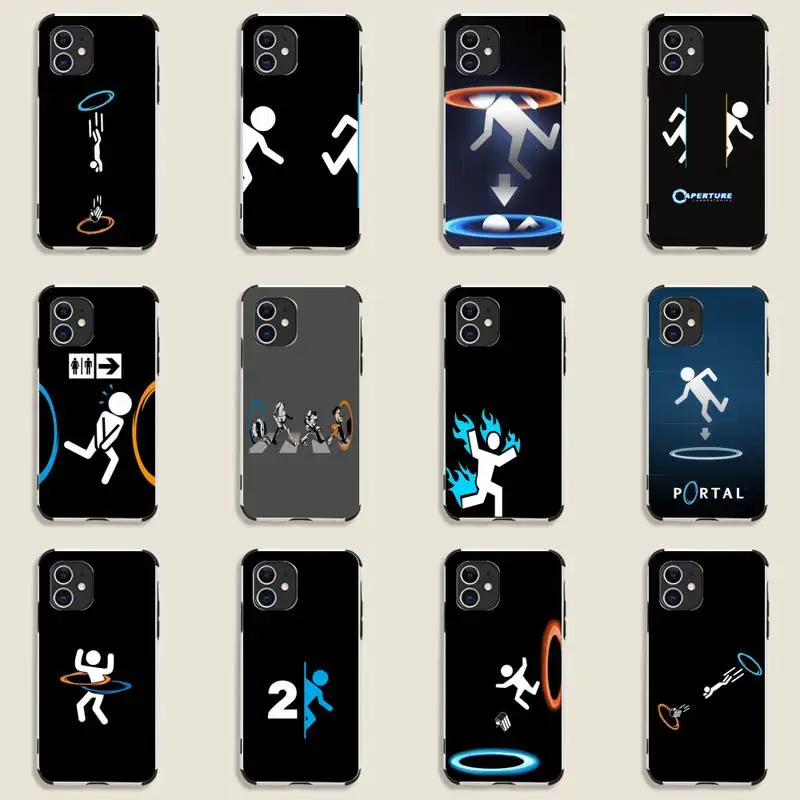 

portal game Phone Case Lambskin Leather For iphone 12 11 8 7 6 XR X XS PLUS MINI PLUS PRO MAX Shockproof