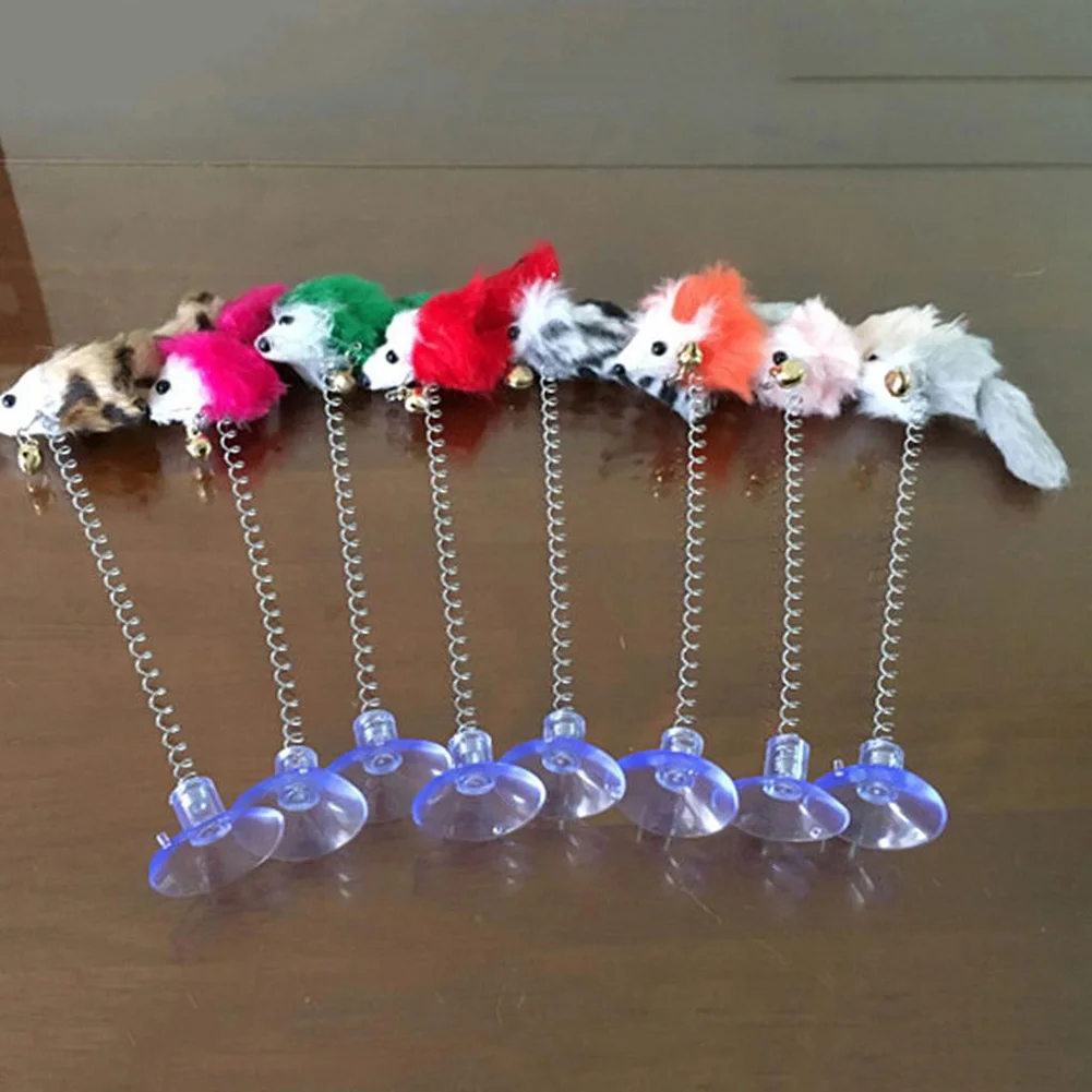 

Pet Mouse Toys Elastic False Mouse Toys Pet Interactive Scratcher Spring Mice Teaser Random Color