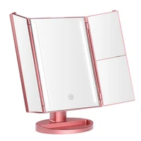 led cosmetic mirror with light fill light folding mirror dormitory table top dressing mirror three fold magnifying table mirror