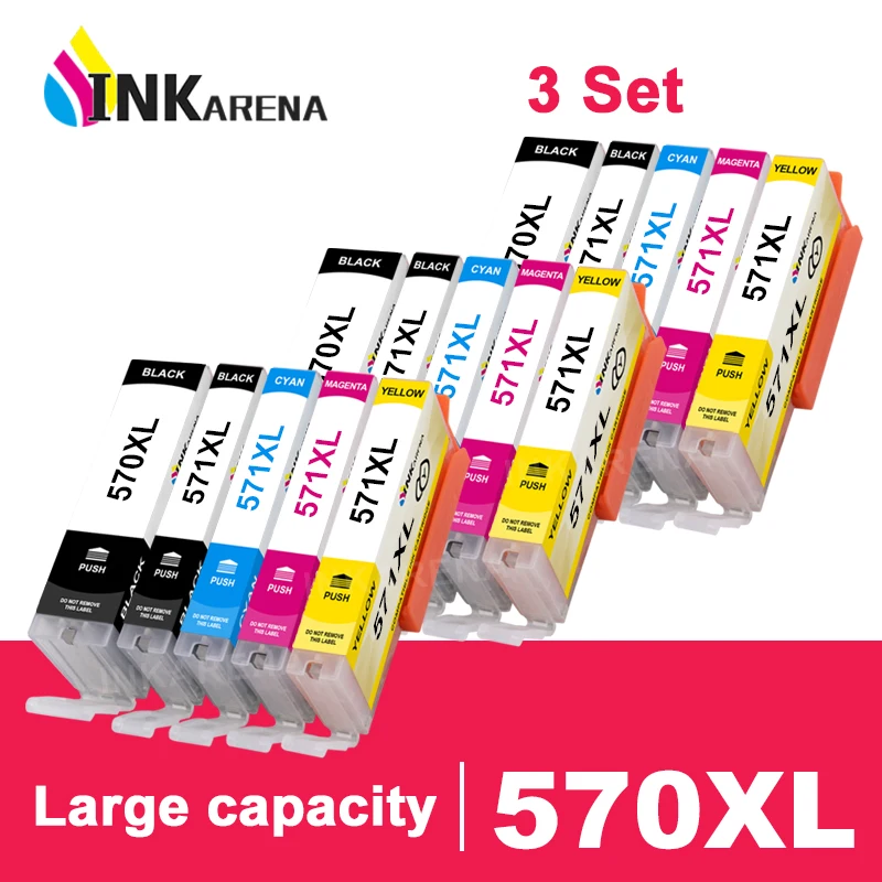 

15PK PGI570 PGI-570 CLI-571 Compatible Cartridge For Canon PGI 570 571 Ink Cartridges PIXMA MG5750 MG6850 TS6050 TS5050 Printer