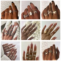 vintage rings set for women boho gold silver color moon star knuckle finger ring female bohemian jewelry accessories wholesale