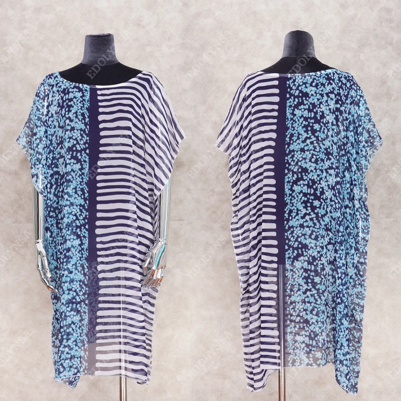 Шифоновая пляжная накидка с принтом туники для пляжа длинный кафтан на бикини