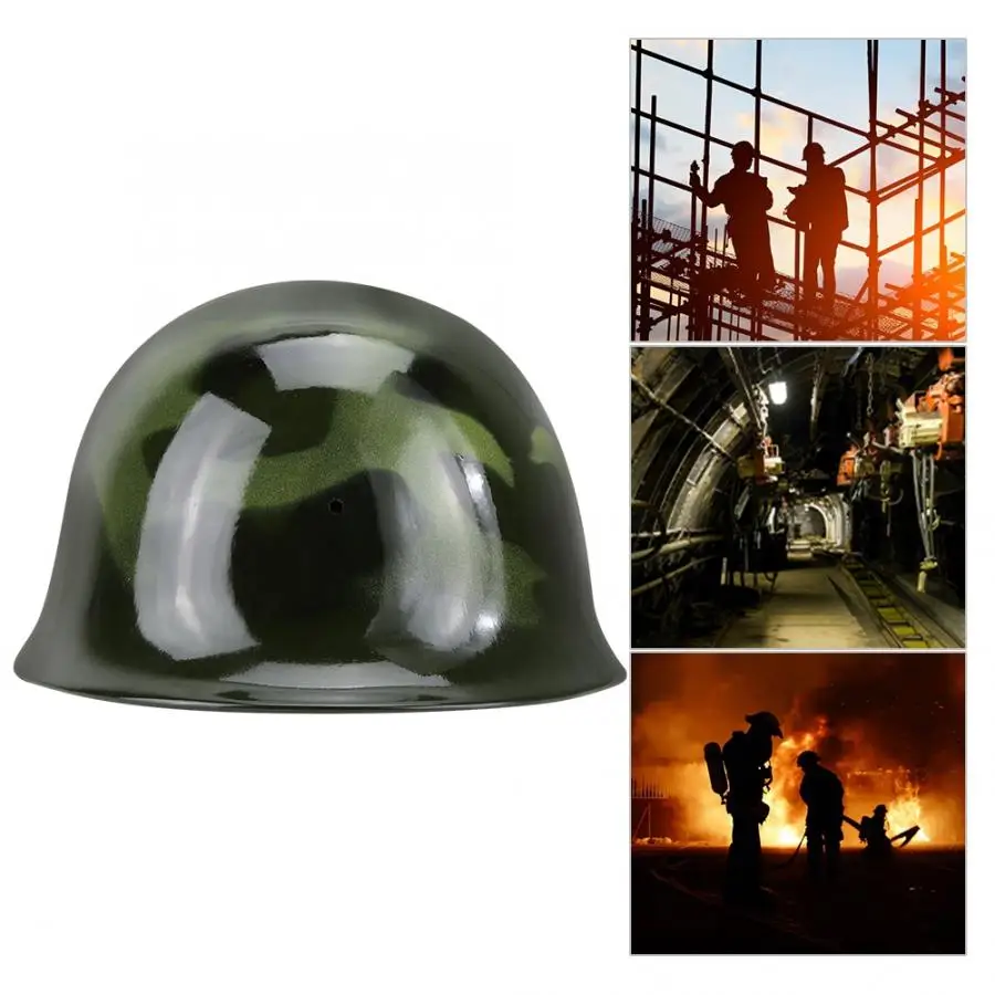 Steel Helmet Fireman Safety Prevention Flame-retardant Pierce Resistance Military Green