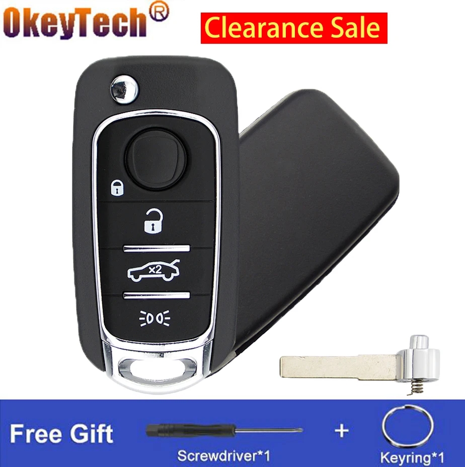 OkeyTech 4 Button Replacement Shell Filp Remote Control Car Key Case Cover Fob For Fiat Egea Tipo 500X Auto Accessories Trunk 2x