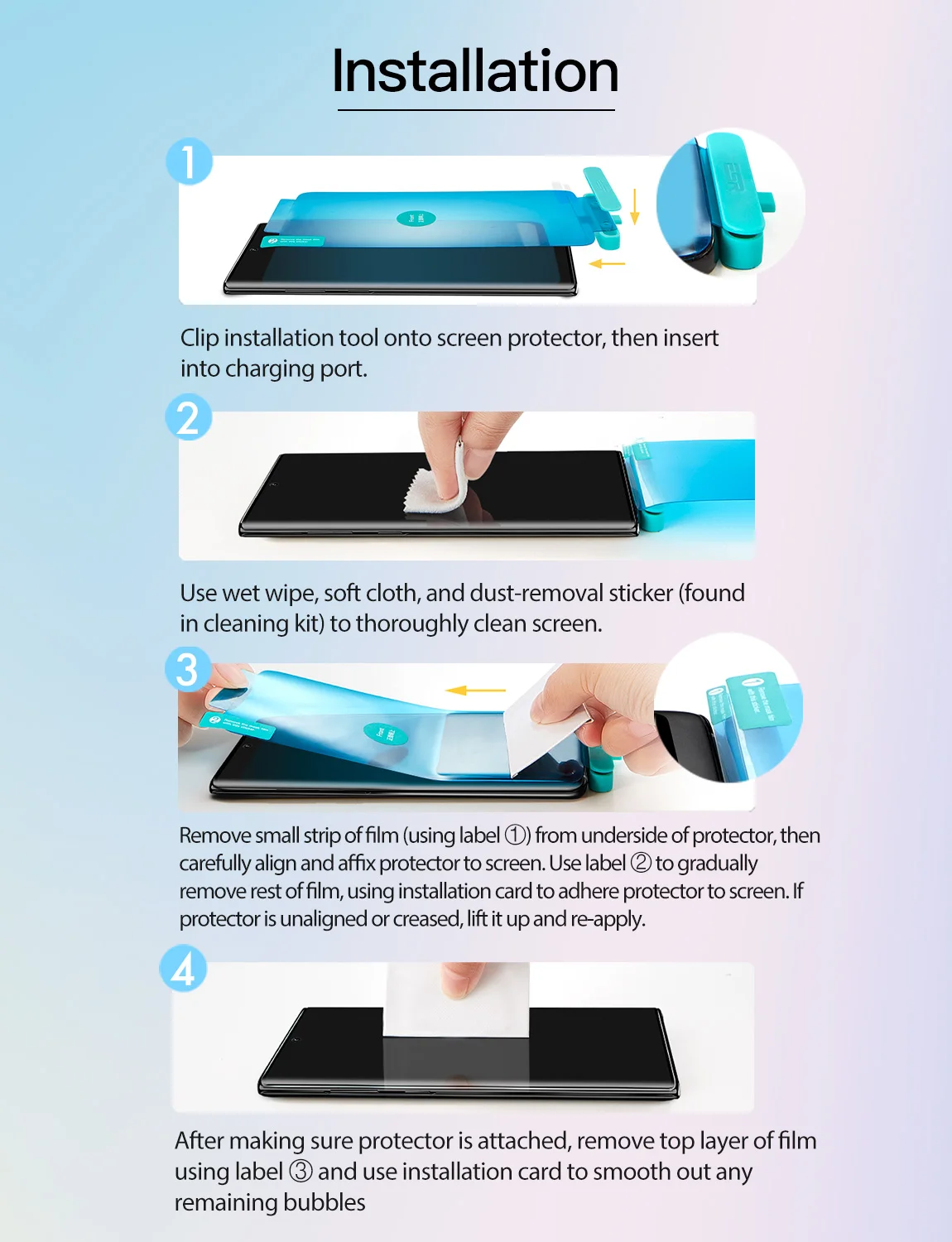 2 шт./лот ESR Защита экрана для samsung Galaxy Note 10 Note 10+ Мягкий ТПУ полное покрытие кожи пленка для samsung Note 10 Plus 5G