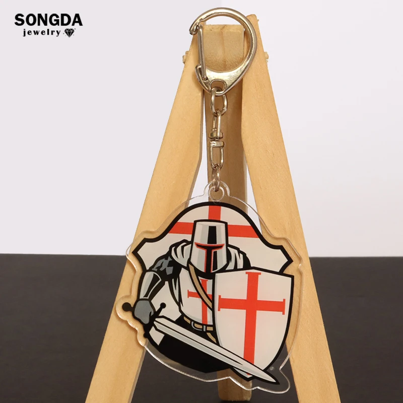 

Knights Templar Cross Keychain Acrylic Knights Game Key Ring for Men Women Backpacks Pendant Key Jewelry Accessory Festival Gift