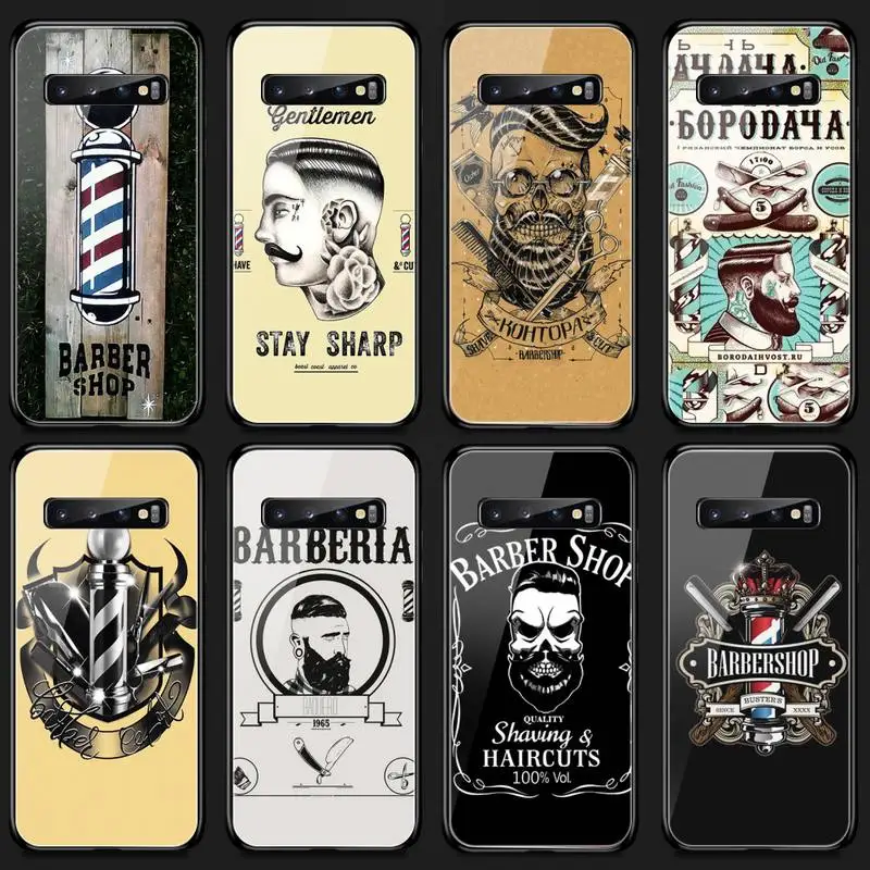 

funny letter barber shop Hair Phone Case Tempered Glass For Samsung S20 Plus S7 S8 S9 S10E Plus Note 8 9 10 Plus A7 2018