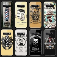 funny letter barber shop hair phone case tempered glass for samsung s20 plus s7 s8 s9 s10e plus note 8 9 10 plus a7 2018