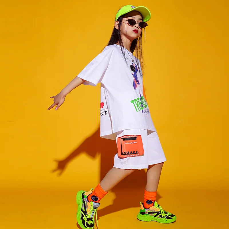 110-170CM Children'S Day Short Sleeve Jazz Dance Set Unisex Street Costumes Summer Boys Girls Hip Hop Dancewear DWY3523 |