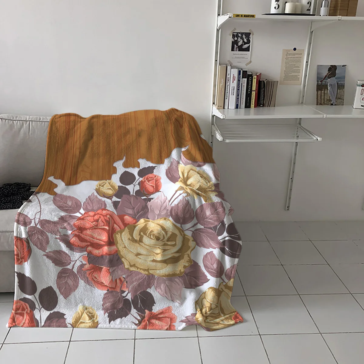 

Special Throw Blanket For Bed Brown Wood Grain Roses Nap Traveling Soft Flannel Blanket Children's Bedroom Bedspreadc