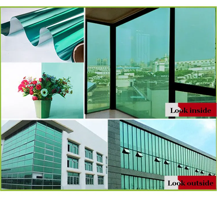 Зеленая Серебристая самоклеящаяся пленка на окна с солнечной панелью