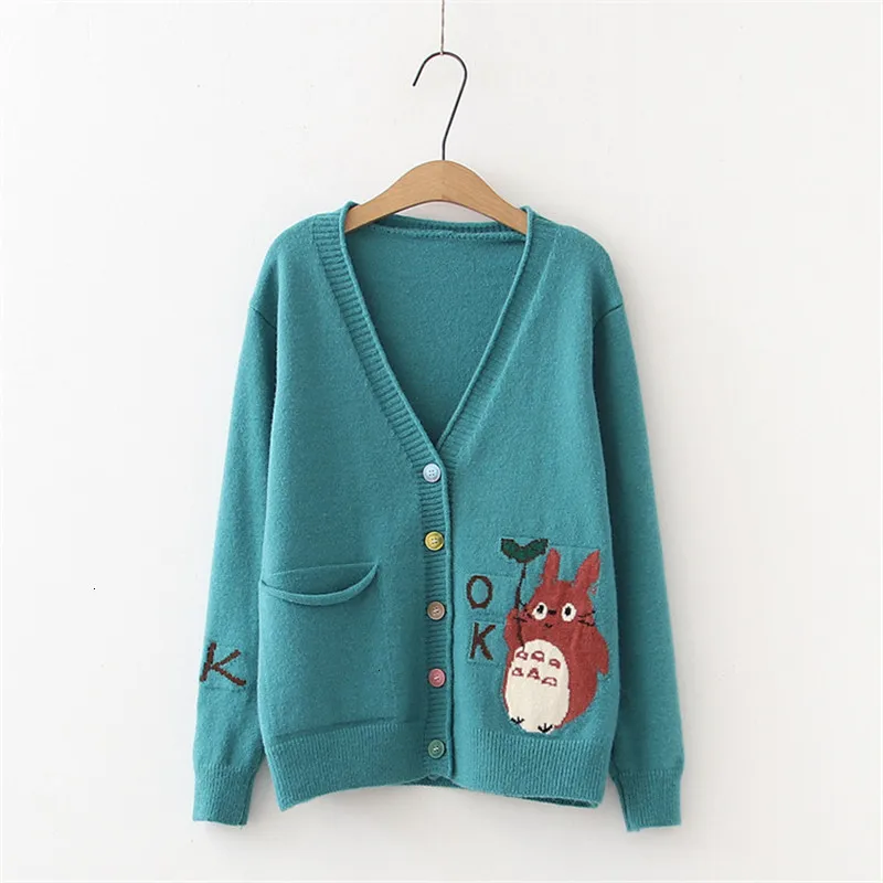 Autumn Women Sweater Cute Loose Coat Junior High School Students Knitted Cardigan Single Breasted College Style |