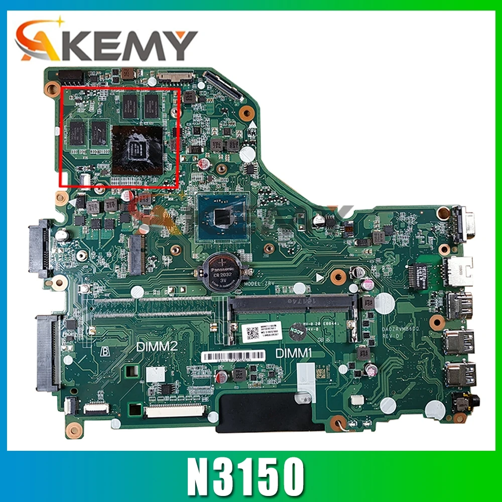 

Akemy Laptop motherboard For ACER Aspire E5-532G Celeron N3150 Mainboard DA0ZRVMB6D0 SR29F N16V-GM-B1 DDR3