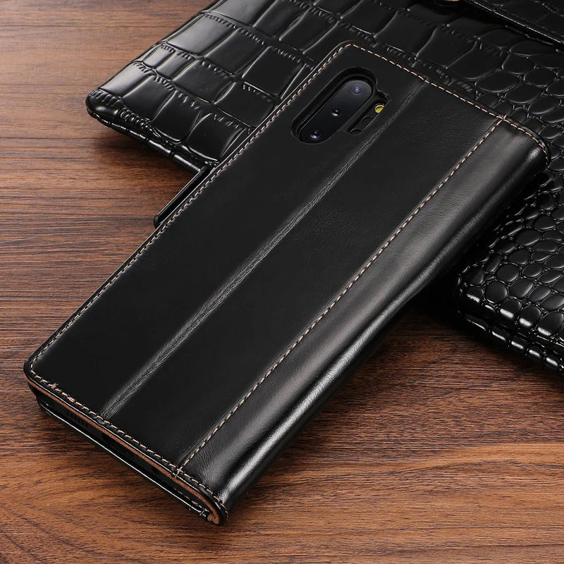 Для samsung Galaxy Note10 флип-кейс из натуральной кожи деловой бумажник oil Wax Подставка Крышка смартфона для samsung Note10 Plus