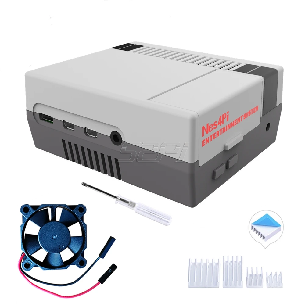 Case 52Pi NES4Pi NES Стиль чехол Комплект ABS функциональный Вентилятор охлаждения радиаторы отвертки только для Raspberry Pi 4 B(4 Модель B - Цвет: Case