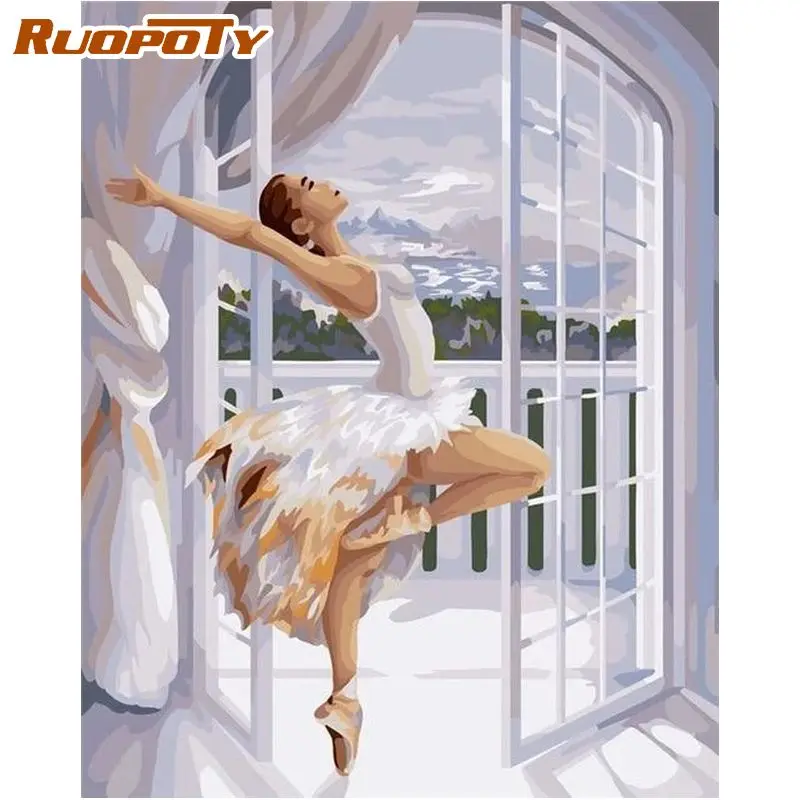 

RUOPOTY Ballet Dancer Girl Figure Painting By Numbers Unique Gift For Adults Handmade Diy Framed On Canvas Modern Home Crafts