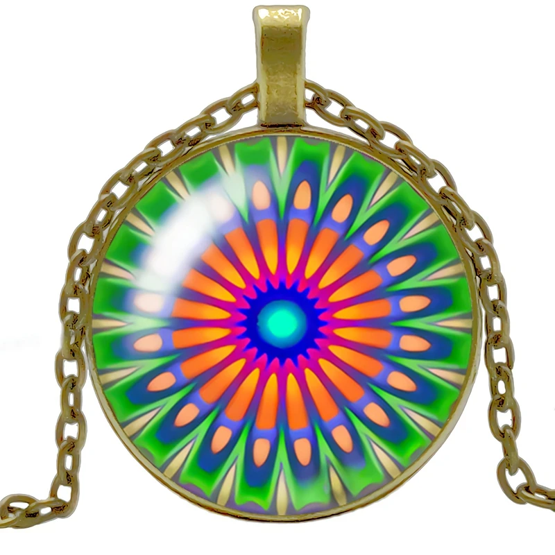 

HOT! 2020 New Creative Geometry Kaleidoscope Glass Cabochon Pendant Fashion Charm Girl Jewelry Necklace Accessories