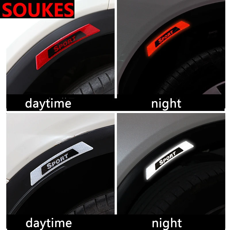 2 шт. колеса автомобиля бровей Светоотражающие предупреждающие полосы Стикеры