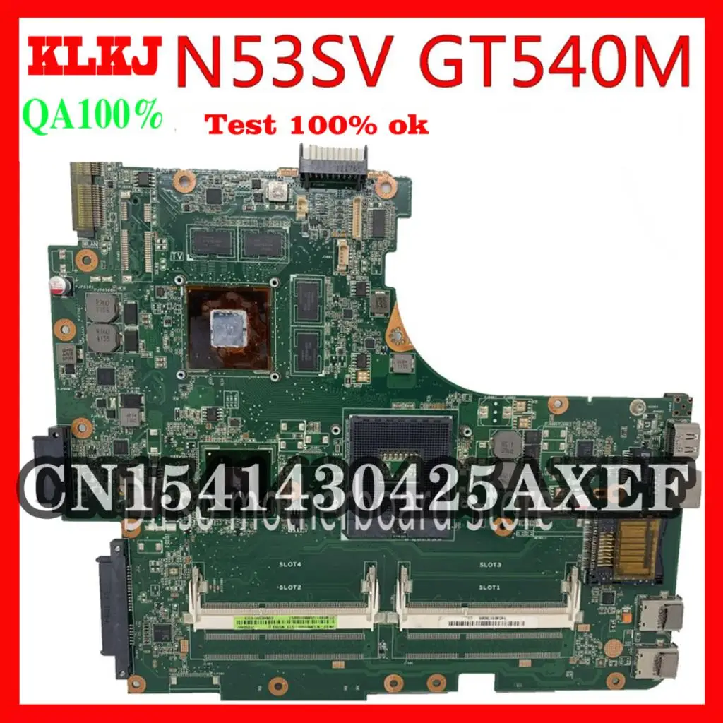 

KLKJ N53SV For ASUS N53SV N53SM N53S Laptop Motherboard N53sv N53s Motherboard GT540M Video Memory Test Original