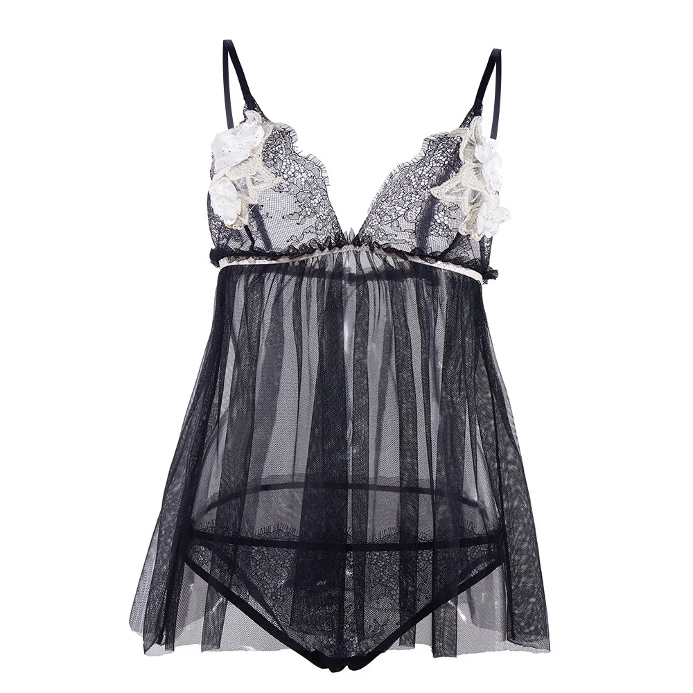 Новинка прозрачная Высококачественная газовая кружевная ночная рубашка на
