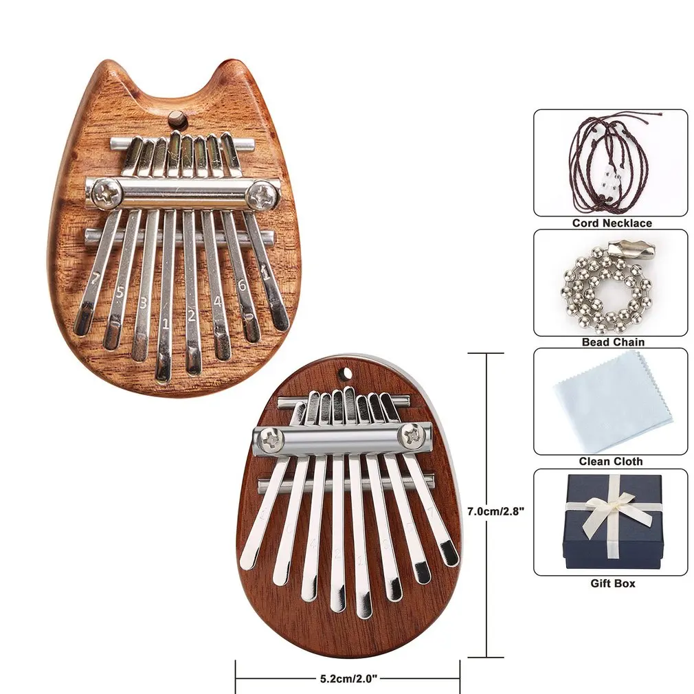 

2021 NEW Mini Kalimba 8 Keys Exquisite Thumb Piano Great Sound Finger Keyboard Musical Instrument E4W Portable Pendant Gift