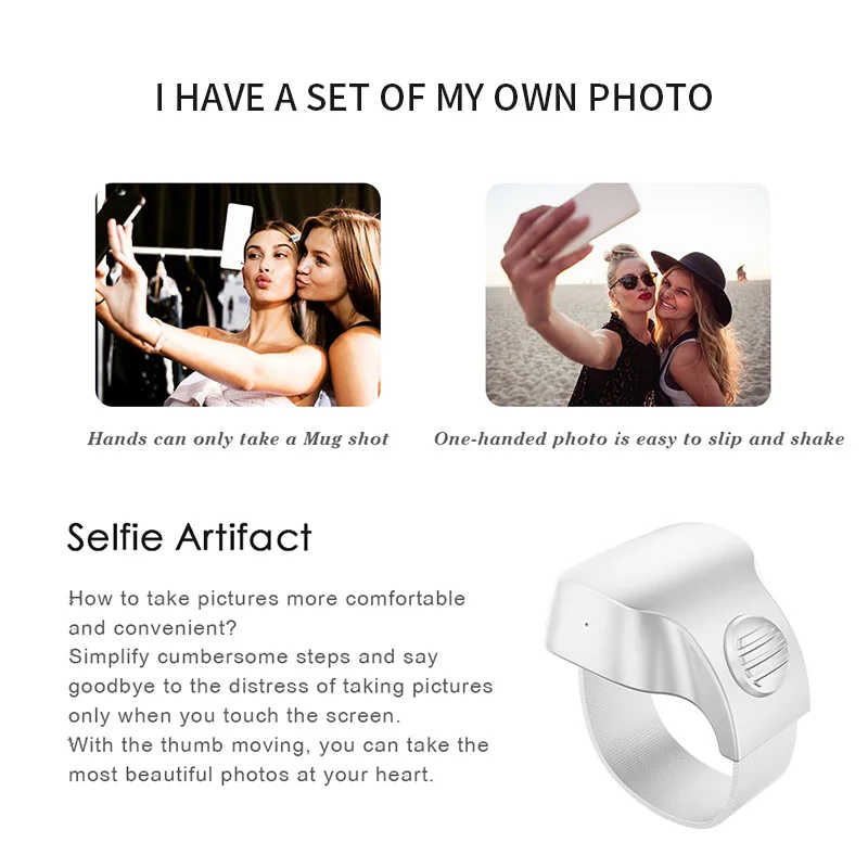 smart portable rechargeable bluetooth 5 1 selfie ring wireless remote control shutter adjustable multifunctional wearable device free global shipping