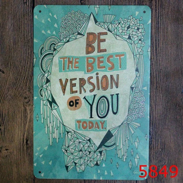 

Metal Tin Sign be the best version of you Bar Pub Vintage Retro Poster Cafe ART