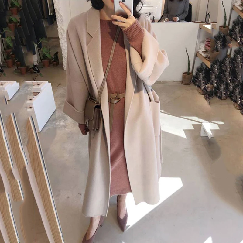 Модное повседневное шерстяное пальто для женщин длинная куртка новинка 2020 Осень