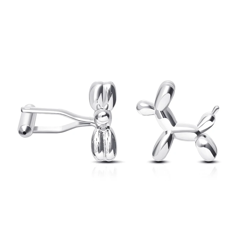 Fashionable Silver High-end material balloon dog cufflinks wholesale cufflinks cuff nails French shirt - Окраска металла: Silver