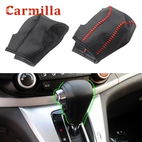 at genuine leather hand stitched gear shift knob cover for honda crv cr v 2007 2014 lhd automatic car styling