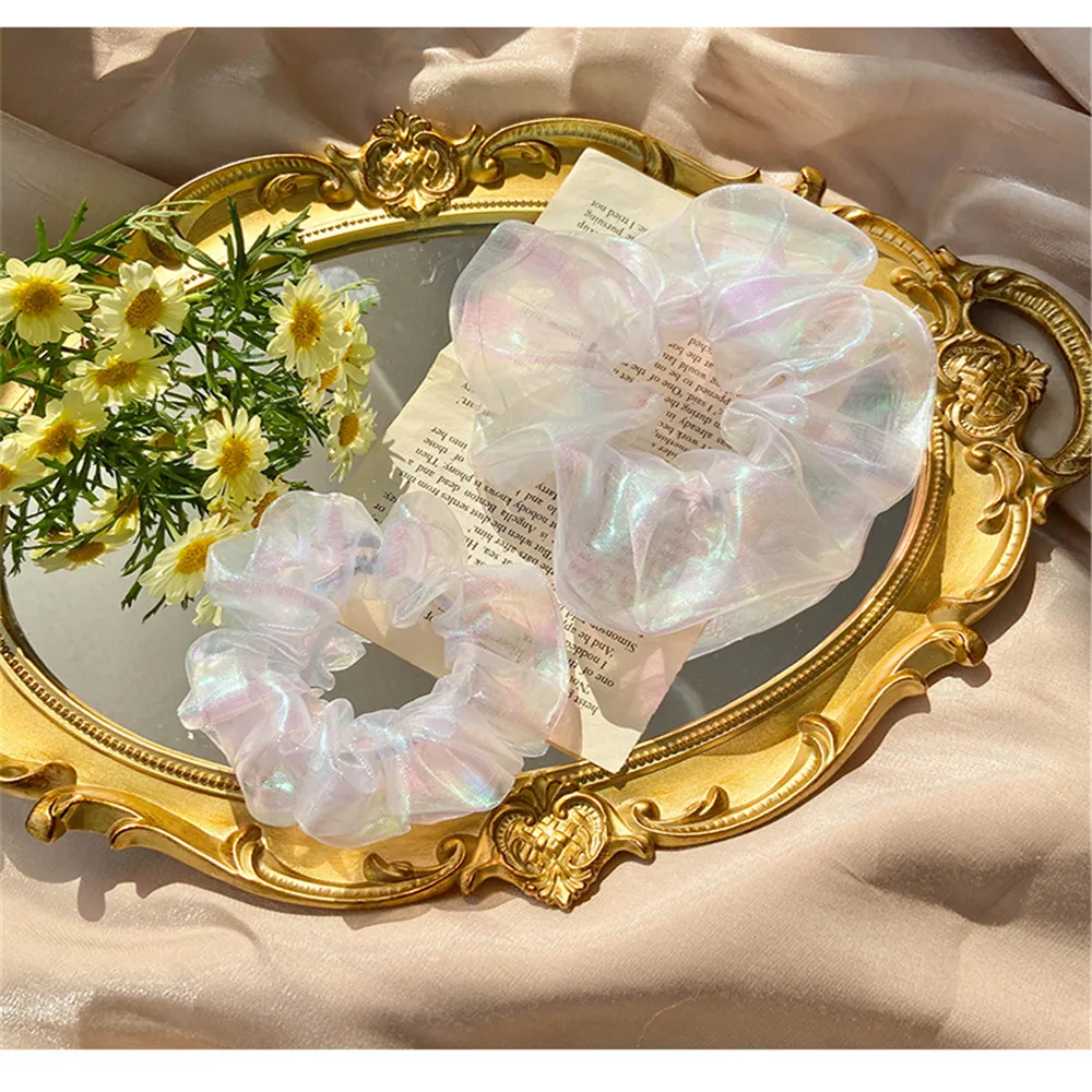 1 шт. блестящие белые резинки из органзы для волос эластичные девочек повязка на